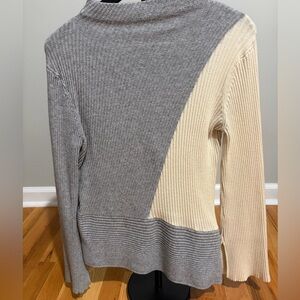 Mystree Gray and Cream Cowl Neck Sweater